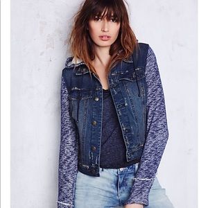 Free People Denim + Knit Hooded Jacket